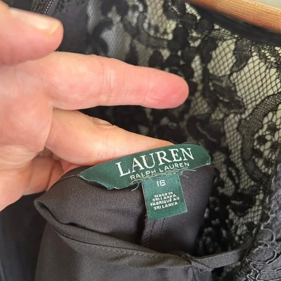 Ralph Lauren size 16 black lace mini shift dress. Black slip underneath. - Picture 8 of 15